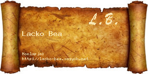 Lacko Bea névjegykártya